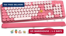 Wireless Keyboard and Mouse Combo, Round Keycaps, Magnetic Wrist Rest, Pink | Fu picture