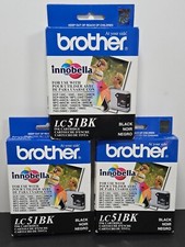 Brother LC51BK (Lot Of 3 Packs) Black Ink Cartridge Genuine (Expiry: 2009-10) picture