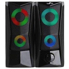 beFree 2.0 Computer Gaming Desk Shelf Portable Speakers w Color LED Lights picture