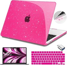 Glitter Case for MacBook Air 13 Inch M5 M4 M3 M2 Chip Release 2022-2026, Pink picture