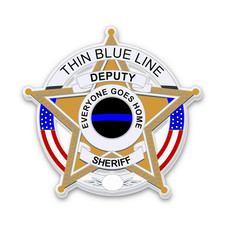 Sheriff Deputy Thin Blue Line Badge Sticker, Everyone Goes Home Waterproof Decal picture
