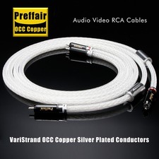 Pair HiFi Audio RCA Cable Silvered Plug Varistrand OCC Signal Wire Interconnect picture