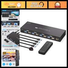 4-Port USB 3.0 HDMI KVM Switch for 4 PCs, 4K 60Hz, EDID, Monitor & USB Sharing picture