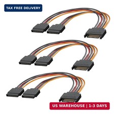 Mbiydeg 3-Pack 15 Pin SATA Power Splitter Cable, 8 Inch Sata Male to 8 inches picture