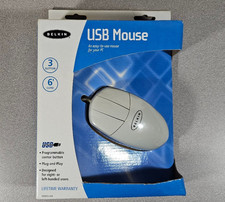 Vtg Belkin 3-Button USB Mouse Wired PC Mac Mechanical Ball F8E813-USB Open Box picture