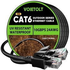 Cat 6 Outdoor Ethernet Cable 300ft 10Gbps Waterproof Direct Burial UV Jacket picture
