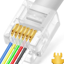 20Pack RJ11/RJ12 Pass through Connector 6P6C Telephone Modular Plug 3 Prong Type picture