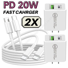 For Samsung Galaxy A13 A73 5G 20W PD Fast Wall Charger Dual Type C Cable 2-PACK picture