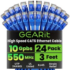 Cat 6 Ethernet Patch Cable 3 ft Blue (24-Pack Cat6 Ethernet Patch Cables 3ft)... picture