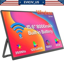 EVICIV Wireless Portable Monitor with 8000mAh Battery, 15.6