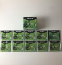 Box Of 10 Sony CDRW CD Rewritable Discs In Original Box 1x 2x 4x 700 Mb 80 Min picture