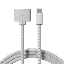 140W Magnetic USB C Charging Cable 6.6ft Braided White For MacBook Air Pro Fast picture