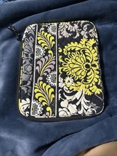 TECH CASE Vera Bradley Organizer BLACK YELLOW WHITE  ZIP TOP Bag EUC picture