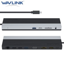 WAVLINK USB C Hub Laptop Docking Station 3 Monitors 4K@30Hz DP+HDMI+VGA 2xUSB3.0 picture