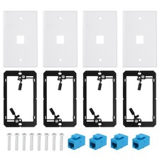 4 Pack Ethernet Wall Plate 1 Port Cat 6 Ethernet Wall Outlet Jack RJ45 Coupler picture