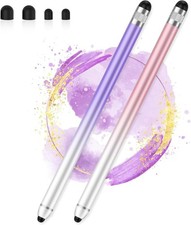 High Sensitivity Dual-End Stylus Pen for Touchscreens - 2 Pack Pink & Purple picture