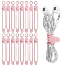 Nearockle 16Pcs Silicone Cable Straps Wire Organizer for 4.2 Inch, Pink picture
