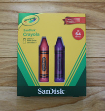 SanDisk Crayola 64GB USB-C Flash Drive 2-pack Mango Tango + Vivid Violet New picture