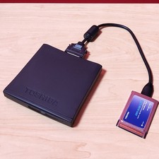 Vintage Toshiba External DVD-ROM Drive PA3246U-1DVD with PC Cable II Card Bus picture