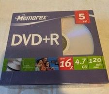 NEW Memorex DVD+R 5 Pack Recordable Media 16x 4.7GB 120 Minute w/ Jewel Case  picture