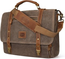 Laptop Messenger bag for Mens 15.6 Inch, Waterproof Vintage Genuine Brown  picture