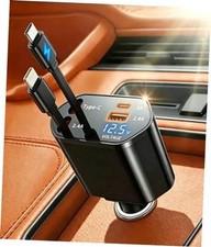 New  4 in 1 Retractable Car Charger, USB C Fast Charger Adapter for Black picture