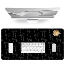 Bow Desk Mat, Black Mouse Pad PU Leather Large Keyboard Mat 31.5 x 15.7 picture