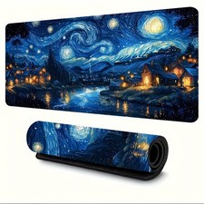 Van Gogh Starry Night Inspired Gaming Mousepad And Desk Mat - Non-Slip Rubber picture