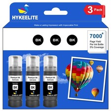 3 PCS Black Ink Refill Bottles BK High Yield Fits ET8500 ET8550 picture