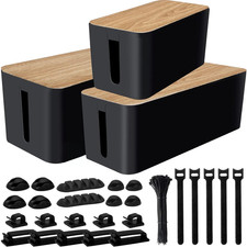 Kit Organizador de Cables 128 Piezas 3 Cajas Oculta Cables para Regleta en Negro picture