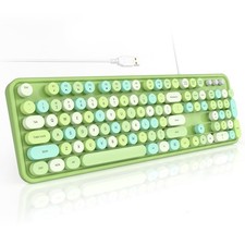 Green Cute Aesthetic Wired Computer Keyboard Full Size Typewriter Foldable picture