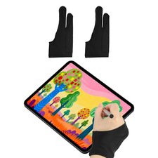 2pcs Artist Drawing Glove S Size 2-Fingers 2-Layer Graphics Painting Glove Black picture