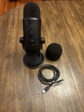 Blue Yeti USB Microphone Black Desktop Stand, Mute & Gain w/ Cable + Windscreen picture