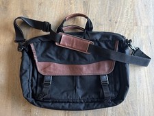 😎🛩️☕️Vintage LL Bean Canvas & Leather Laptop Bag Case With Strap And Handles picture