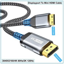 HKyoriyoi DisplayPort to Mini HDMI Cable 4K@60Hz 2K@120Hz Braided 1-3m picture