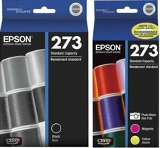 SET of 4 New Genuine SEALED BAG Epson 273 Inkjet Cartridges NO CYAN picture