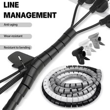 Cable Tube Sleeve Flexible Cord Bundler Wire Wrap Cable Management System Desk W picture