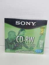 New & Sealed Sony CD - RW 5 Pack Blank Discs 700MB 80Min Rewritable 5CDRW700L picture