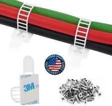 Clips adhesivos para gestión de cables, 100 unidades de bridas ajustables. neuvo picture