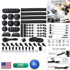 N NOROCME Cord Management Organizer Kit 4 Cable Sleeve Split 192PCS Cable picture