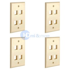 4x Wall Plate 4 Hole Port Jack Keystone Audio Video Network Wallplate Ivory US picture