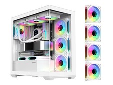 SAMA SV01 Gaming PC Case Computer Mid Tower ATX Case White with 4 Addressable RG picture