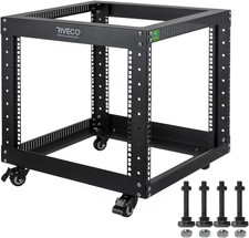9U Open Frame Server Rack with Casters- Heavy Duty 4 Post Quick Assembly 19-Inch picture