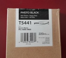 03-2020 New In Box Epson Genuine 220ml Ink T5441 Photo Black Stylus 4000/9600 picture