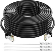Cat 6 Ethernet Cable 60 Ft-Black, Outdoor & Indoor Snagless Long Round picture