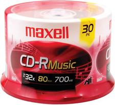 Maxell CD-R Blank Media 30 Pack Spindle  Audio Music 32x 80 Minute 700MB Player picture