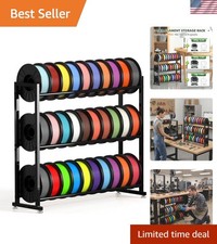 3-Tier 3D Filament Storage Rack - Heavy Duty Metal Spool Shelf for 30 Rolls picture