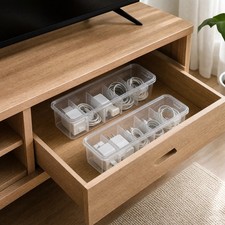 2pcs Clear Cable Organiser Box Storage Box for Charging Cable Cord Storage Box picture