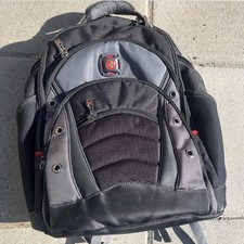 SwissGear Laptop Backpack Black/Gray/Red Nylon Padded Partitions picture