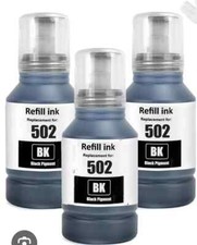 Refill Ink Bottles for Epson EcoTank 502 Black ET-4760 ET-2760 ET-2750 ET-3760 picture